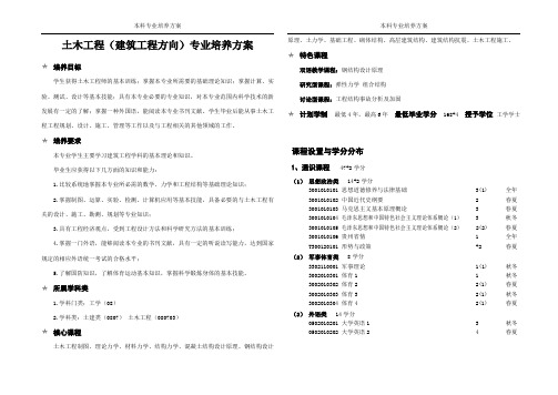 土木工程(贵州大学建筑工程)专业培养方案