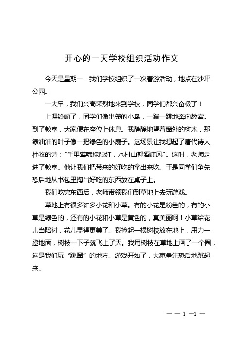 开心的一天学校组织活动作文