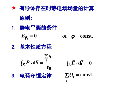 物理 电磁学 第16讲 有导体存在时静电场量的计算