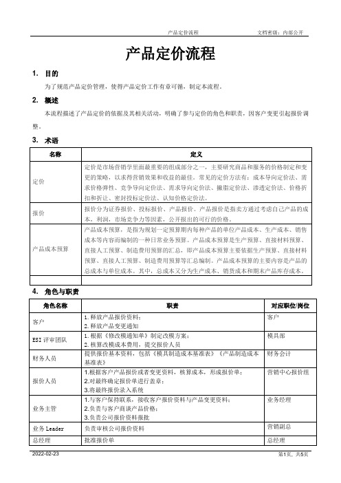 产品定价流程[模板]