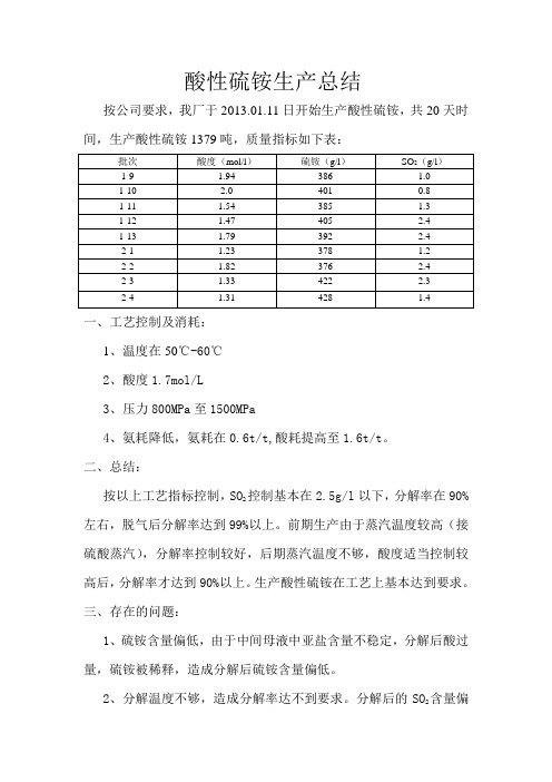 酸性硫铵总结