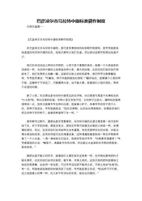 巴彦淖尔市乌拉特中旗标准耕作制度