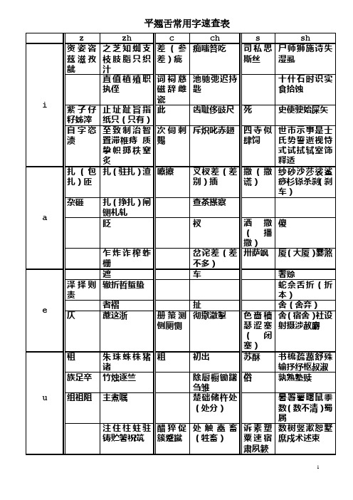 平翘舌,鼻音与边音,前后鼻音常用字速查表