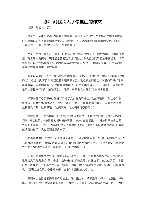 那一刻我长大了带批注的作文