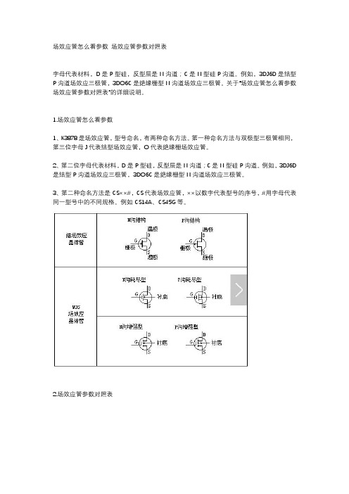 场效应管怎么看参数 场效应管参数对照表