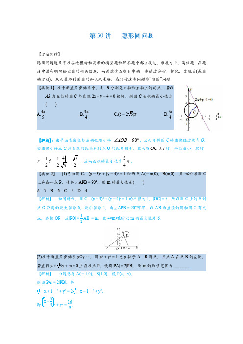 2023年高考数学考前冲刺：隐形圆问题