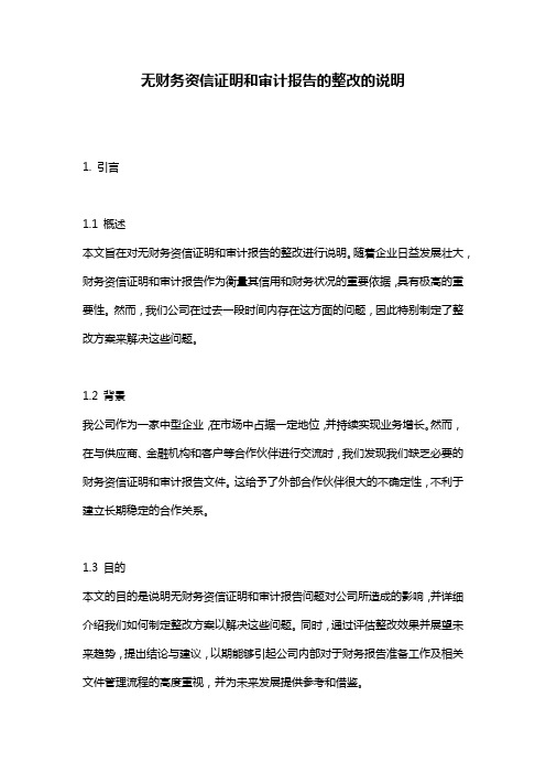 无财务资信证明和审计报告的整改的说明