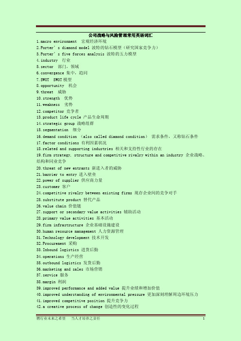 公司战略与风险管理常用英语词汇