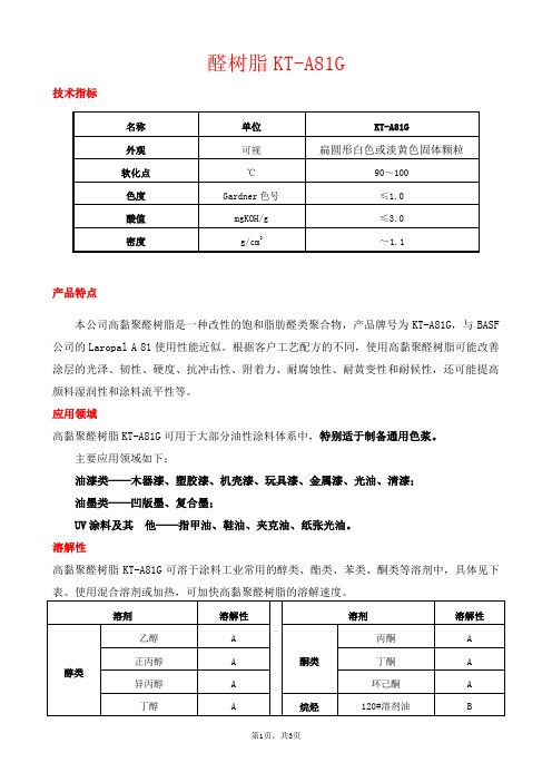 高粘高光醛树脂KT-A81G醛酮树脂