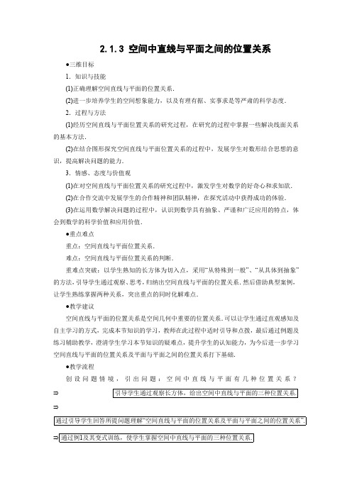 学案1：2.1.3 空间中直线与平面之间的位置关系