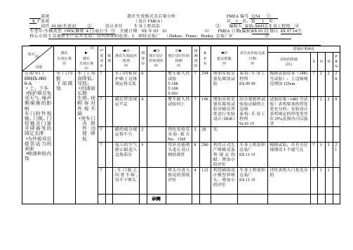 车门的DFMEA