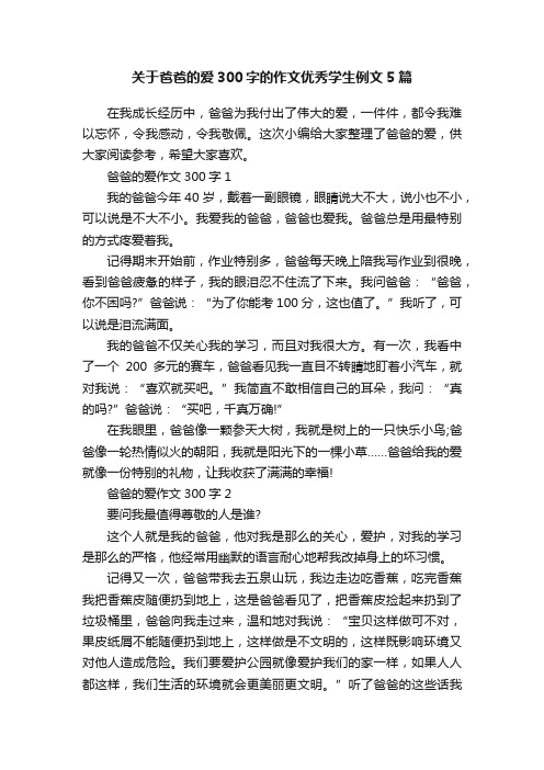 关于爸爸的爱300字的作文优秀学生例文5篇