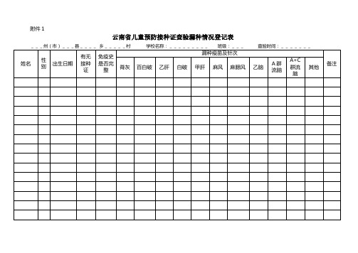 2014年9月最新版预防接种证查验与漏种疫苗补种相关表格