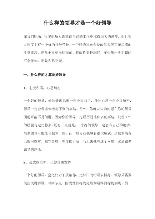 什么样的领导才是一个好领导