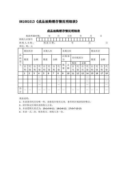 061001013《成品油购销存情况明细表》