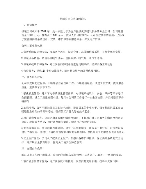 供暖公司自查自纠总结