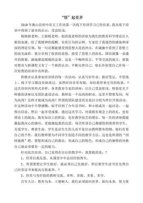 “国培计划”初中语文教师工作坊项目研修心得