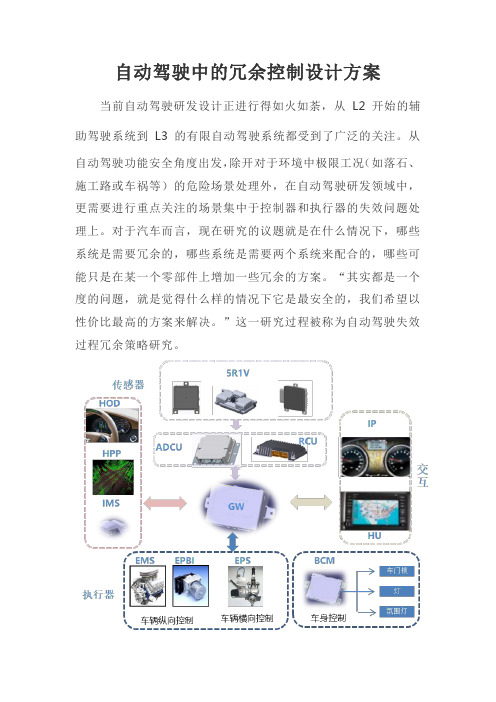 自动驾驶中的冗余控制设计方案