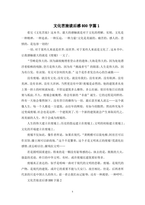 文化苦旅读后感5篇800字