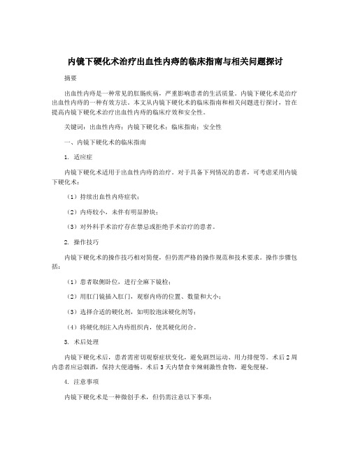 内镜下硬化术治疗出血性内痔的临床指南与相关问题探讨