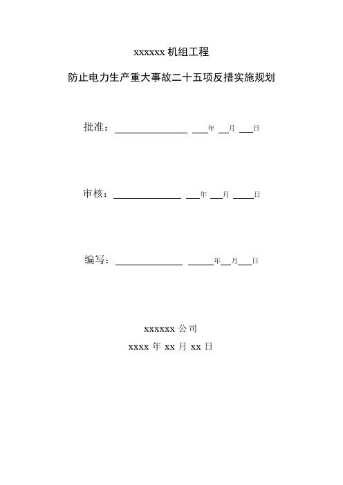 防止电力生产重大事故二十五项反措实施规划
