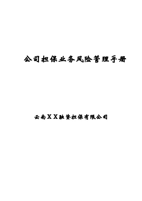 融资担保有限公司公司担保业务风险管理手册(