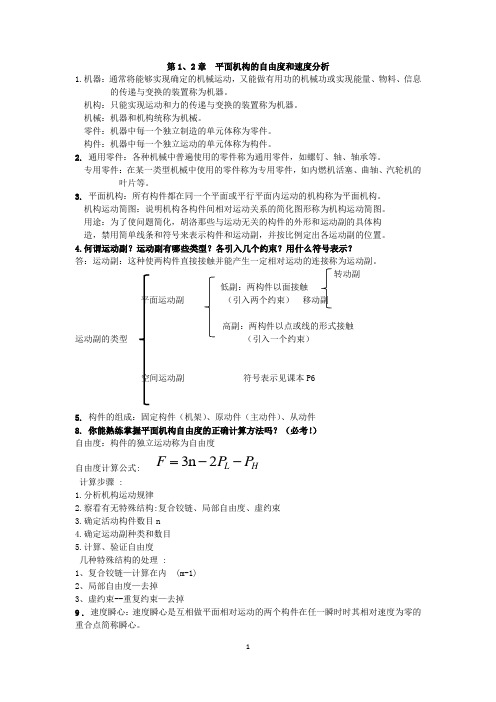 机械设计基础必考内容