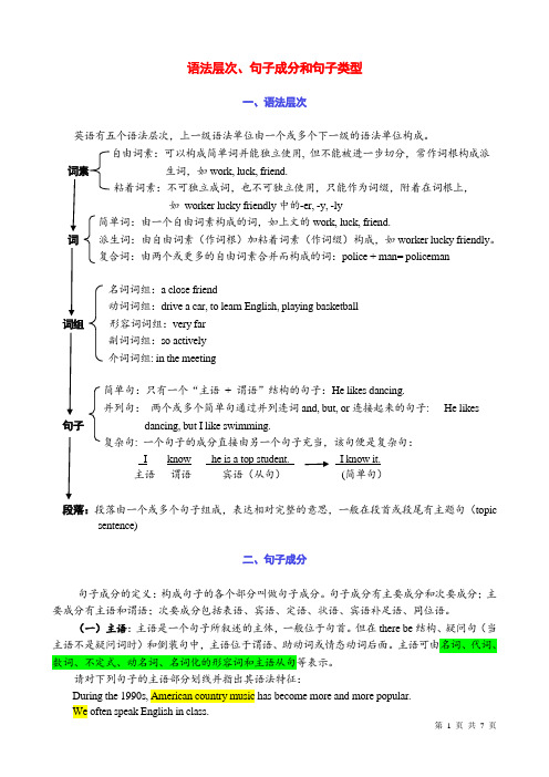 语法层次、句子成分和句子类型