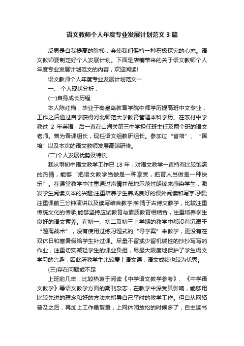 语文教师个人年度专业发展计划范文3篇