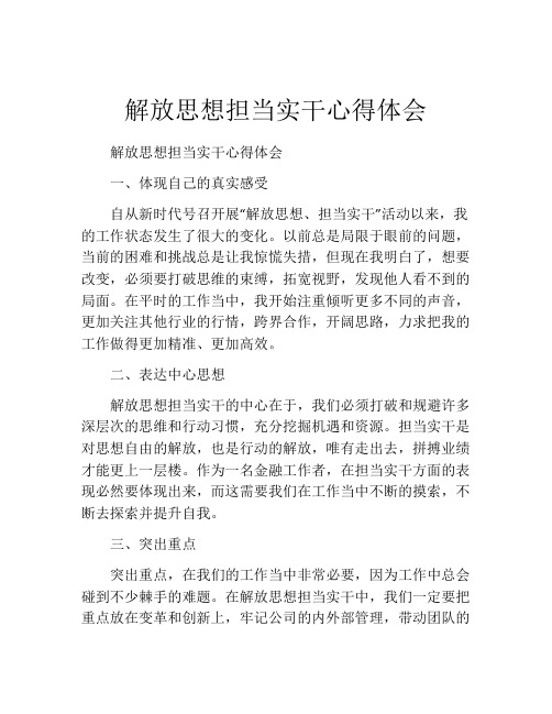 解放思想担当实干心得体会