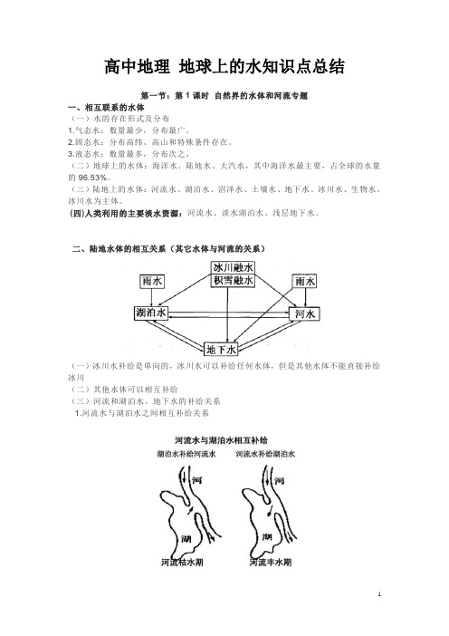 高中地理 地球上的水知识点总结