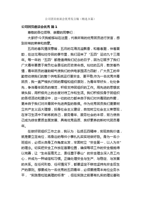 公司团员座谈会优秀发言稿（精选3篇）