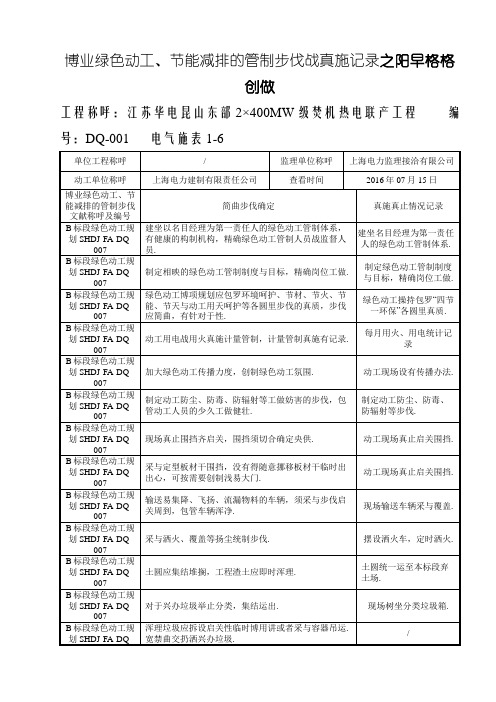 绿色施工实施记录表