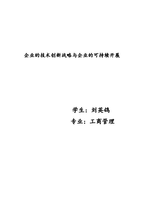 企业的技术创新战略与企业的可持续发展