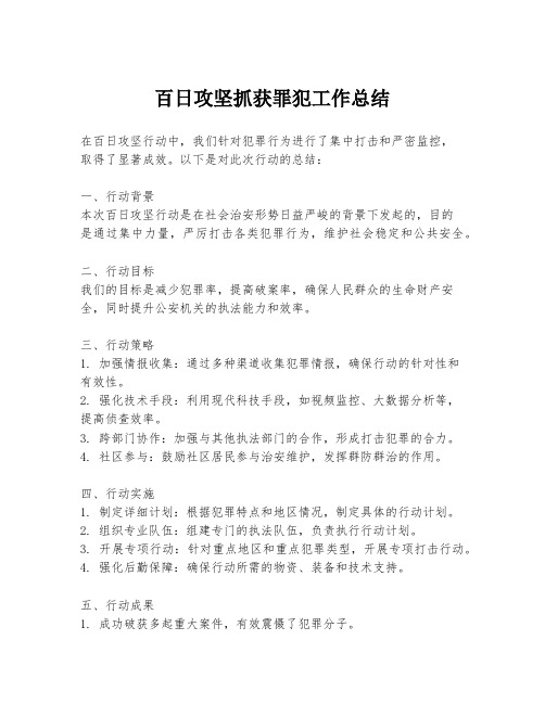 百日攻坚抓获罪犯工作总结