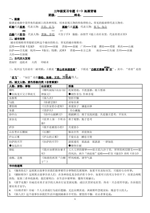 新苏教版三年级上册语文期末分类复习知识点汇总