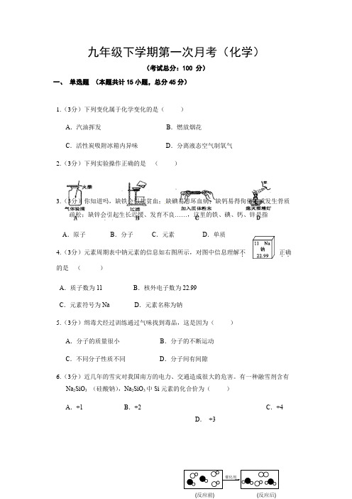 九年级下学期第一次月考(化学)试题含答案