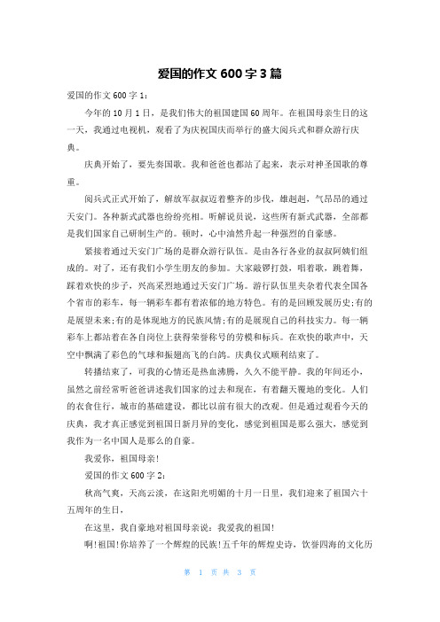 爱国的作文600字3篇