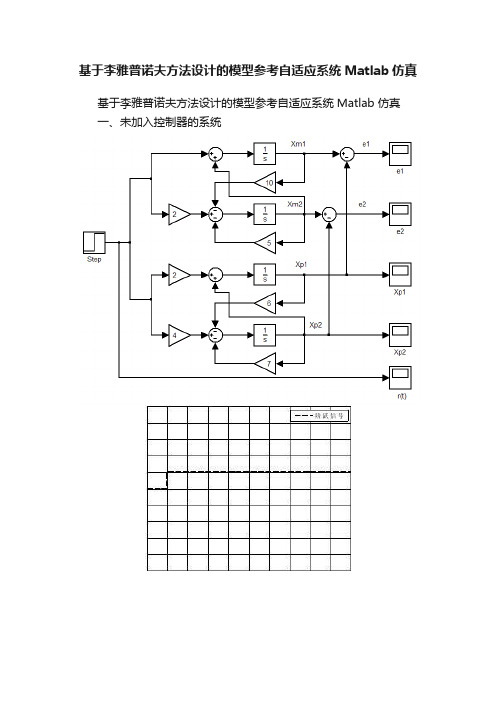 基于李雅普诺夫方法设计的模型参考自适应系统Matlab仿真