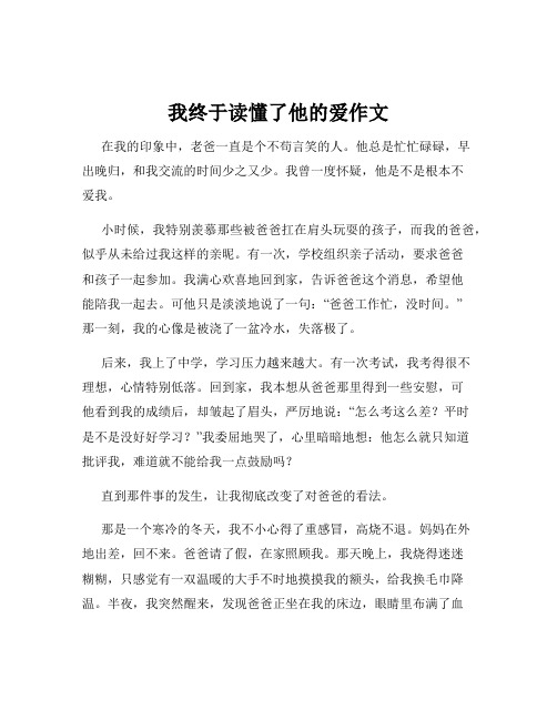 我终于读懂了他的爱作文