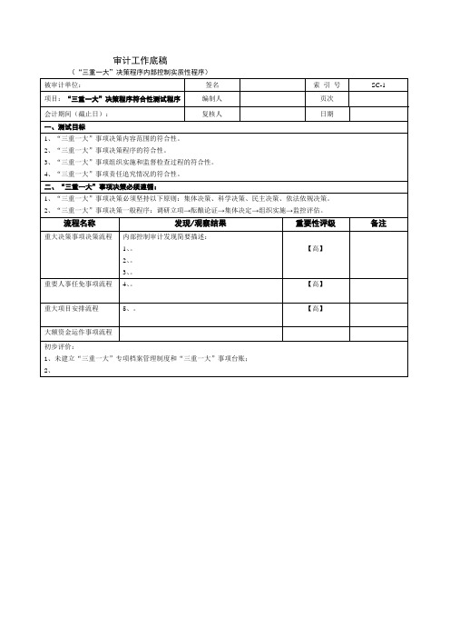 1 “三重一大”内部审计工作底稿