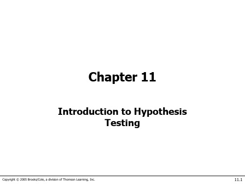 Chapter 11 - Introduction to Hypothesis Testing