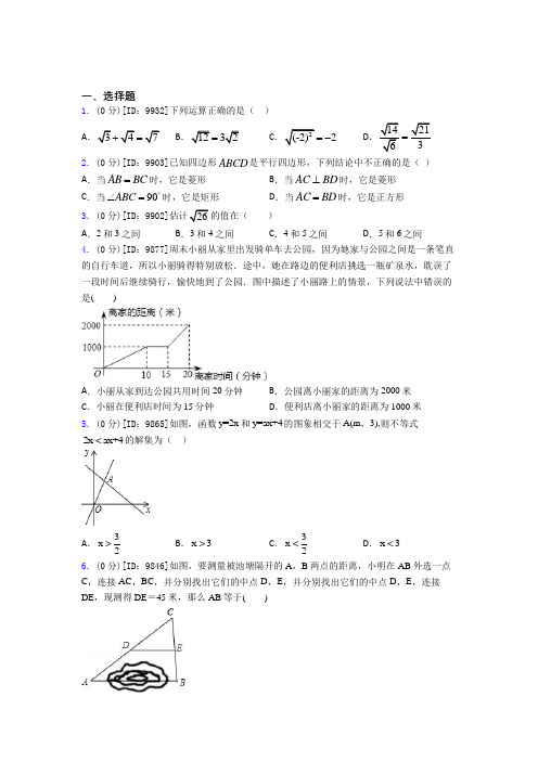 【解析版】濮阳市初中数学八年级下期中经典习题(含解析)