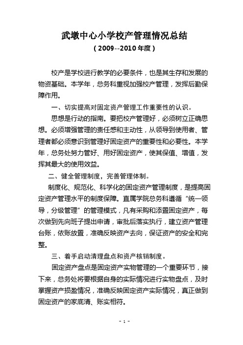 武墩镇中心小学校产管理情况总结09