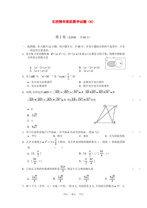 2011年高考数学全国百所名校精粹重组卷(8)试题.doc
