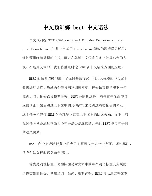 中文预训练 bert 中文语法