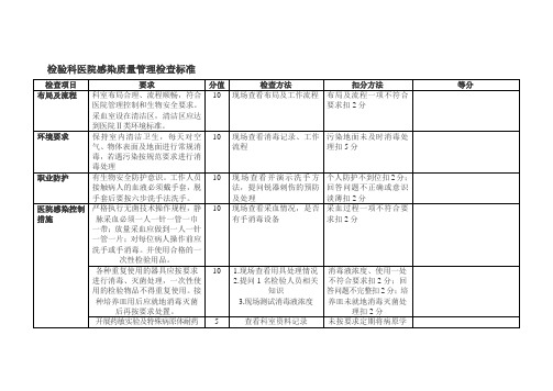 院内感染检查表-检验科