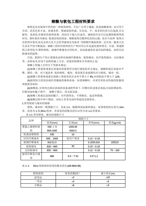 裱糊与软包工程材料要求