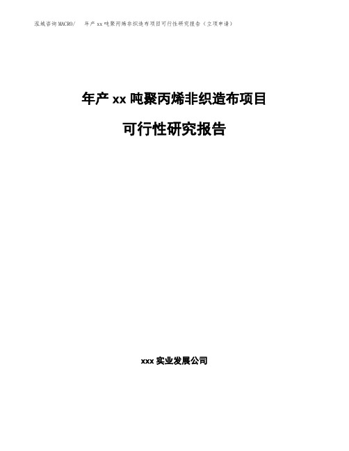 年产xx吨聚丙烯非织造布项目可行性研究报告(立项申请)