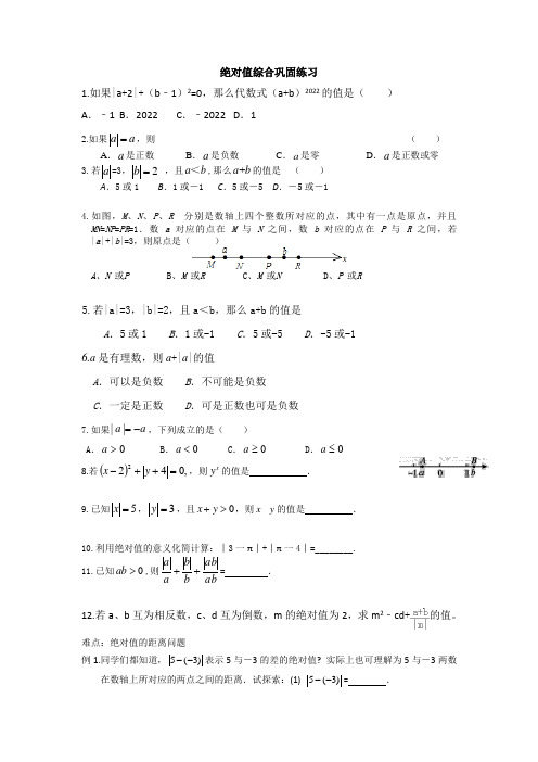 人教版数学七年级上册第二章《有理数绝对值综合复习》计算50题专练(含加减乘除混合运算)